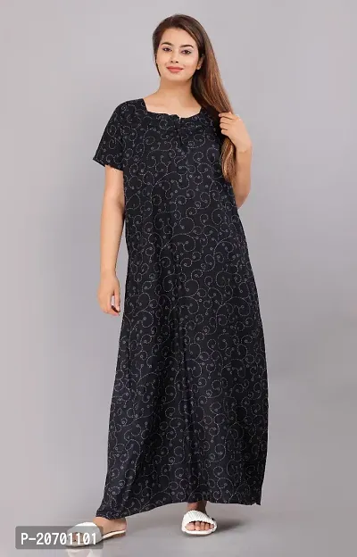 Trendy Cotton Black Short Sleeves Nightwear For Women-thumb0