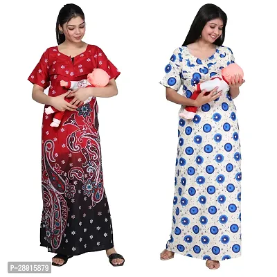 Women Printed Feeding Nighty For Maternity Wear In Amazing Colors And Best Fabric Pack Of 2