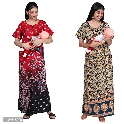 Women Printed Feeding Nighty For Maternity Wear In Amazing Colors And Best Fabric Pack Of 2