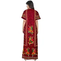 Nandini Casual Wear Pure Cotton Maxi Nighty for Women Maroon,Beige-thumb2