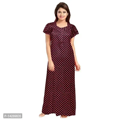 Mudrika Women's Cotton Embellished Maxi Nightgown (SON6535 L_Multicolored)