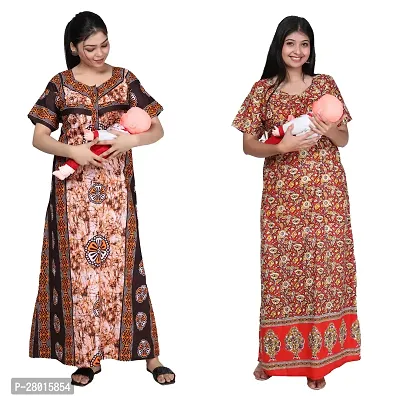 Women Printed Feeding Nighty For Maternity Wear In Amazing Colors And Best Fabric Pack Of 2