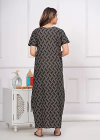 Elegant Black Cotton Printed Nighty For Women-thumb3