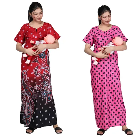 Women Feeding Nighty For Maternity Wear In Amazing Colors And Best Fabric Pack Of 2