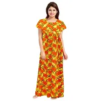 Mudrika Women?s Cotton Floral Long Nighty/Night Wear/Gown Nighty Maxi (Multi Colored ) Upto XXL Size Combo Pack of 2 Pieces (Multicolored_Free Size)-thumb3