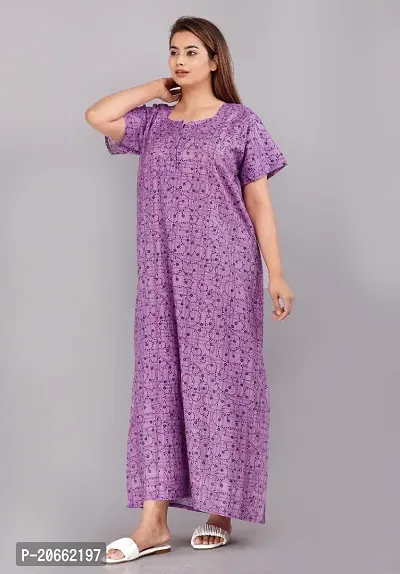 Trendy Cotton Purple Short Sleeves Nightwear For Women-thumb2