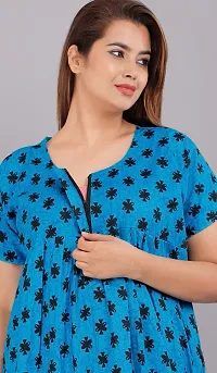 Trendy Cotton Blue Short Sleeves Nightwear For Women-thumb1