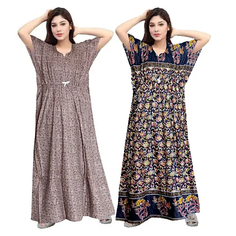 Stylish Embellished rich long nightwear Combo Pack of 2