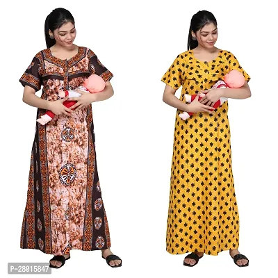 Women Printed Feeding Nighty For Maternity Wear In Amazing Colors And Best Fabric Pack Of 2