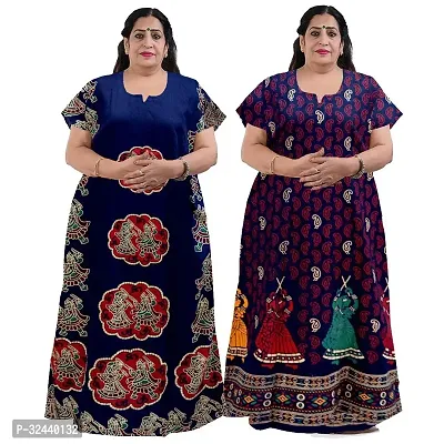 Stylish Cotton Printed Nighty For Women Pack Of 2