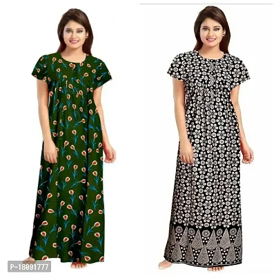 Stylish Embellished rich long Printed nightwear Combo Pack of 2