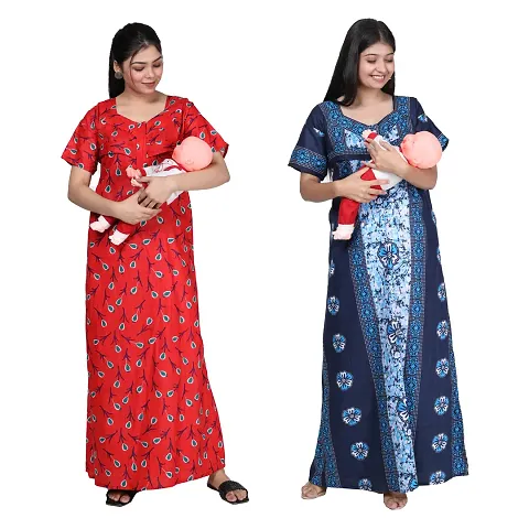 Women Feeding Nighty For Maternity Wear In Amazing Colors And Best Fabric Pack Of 2