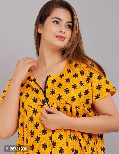 Trendy Cotton Yellow Short Sleeves Nightwear For Women-thumb3