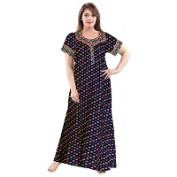 Khushi Print Women Soft Cotton Nightwear Gown Nighties Sleepwear Maxi Dress (Multicolor) Combo Pack of 2 Peice-thumb1