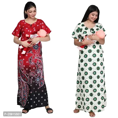 Women Printed Feeding Nighty For Maternity Wear In Amazing Colors And Best Fabric Pack Of 2