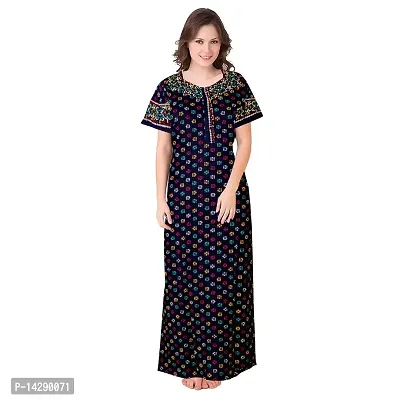 Khushi Print Women's Cotton Printed Ankle Length Nighty (SON7082 L_Multicolor_L)