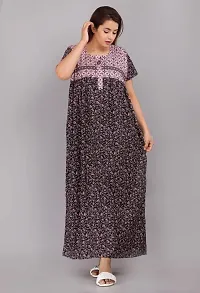 JVSP Women's Fashionable Cotton Printed Front Zipper Half Sleeve Maxi Maternity Wear Kaftan Nightgown Nighty Size Upto?XXL-thumb1