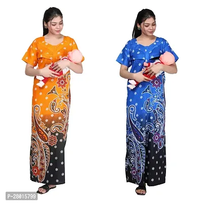 Women Printed Feeding Nighty For Maternity Wear In Amazing Colors And Best Fabric Pack Of 2