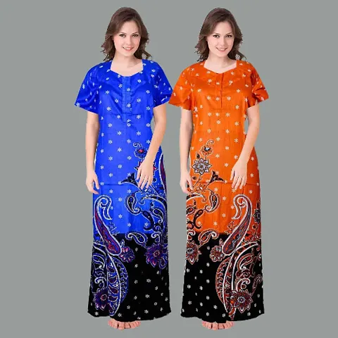 Stylish Embellished rich long nightwear Combo Pack of 2