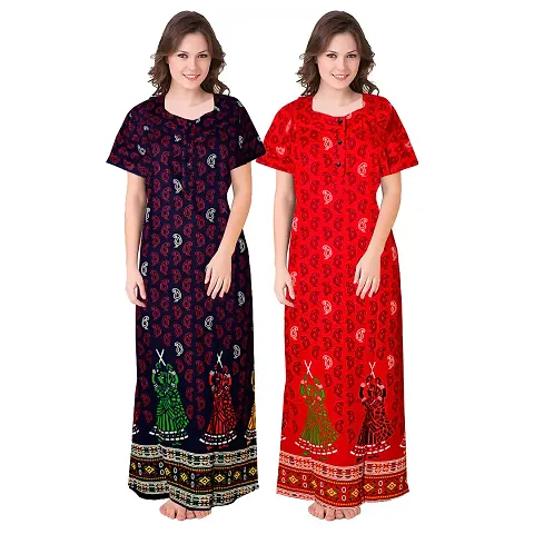 Stylish Embellished rich long nightwear Combo Pack of 2