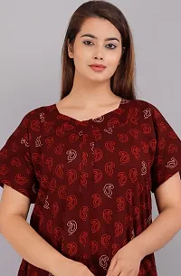 Trendy Cotton Maroon Short Sleeves Nightwear For Women-thumb2