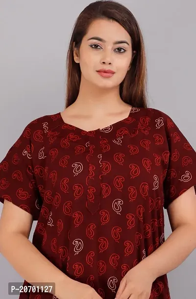 Trendy Cotton Maroon Short Sleeves Nightwear For Women-thumb3