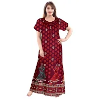 Khushi Print Women Soft Cotton Nightwear Gown Nighties Sleepwear Maxi Dress (Multicolor) Combo Pack of 2 Peice-thumb3