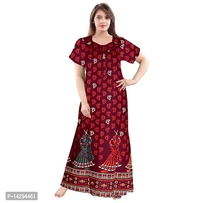 Khushi Print Women Soft Cotton Nightwear Gown Nighties Sleepwear Maxi Dress (Multicolor) Combo Pack of 2 Peice-thumb4