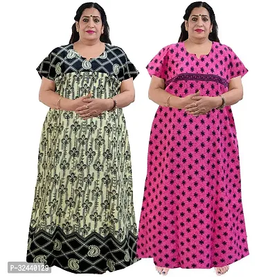 Stylish Cotton Printed Nighty For Women Pack Of 2-thumb0