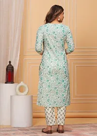 Stylish Green Cotton Printed Kurta, Bottom and Dupatta Set For Women-thumb4