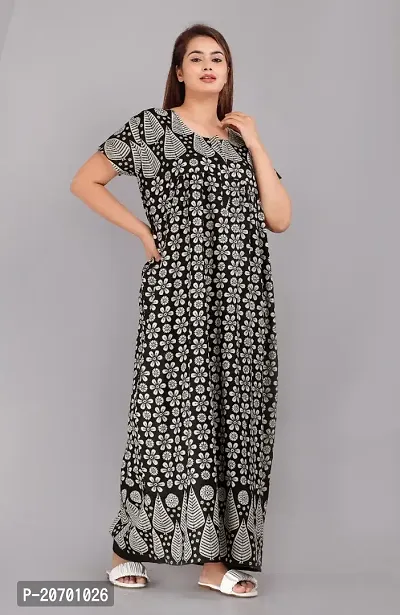 Trendy Cotton Black Short Sleeves Nightwear For Women-thumb2