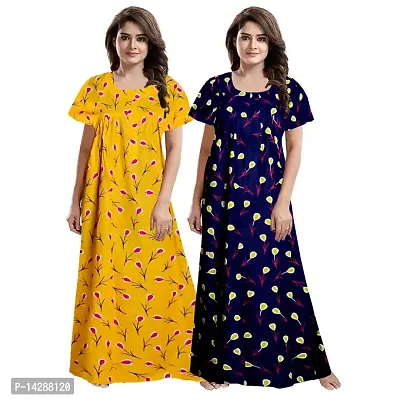 JVSP Women's Pure Cotton Printed Attractive Maxi Maternity Wear Comfortable Nightdresses ( Combo Pack of 2 PCs.)-thumb0