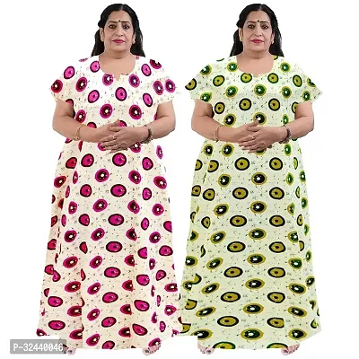 Stylish Cotton Printed Nighty For Women Pack Of 2