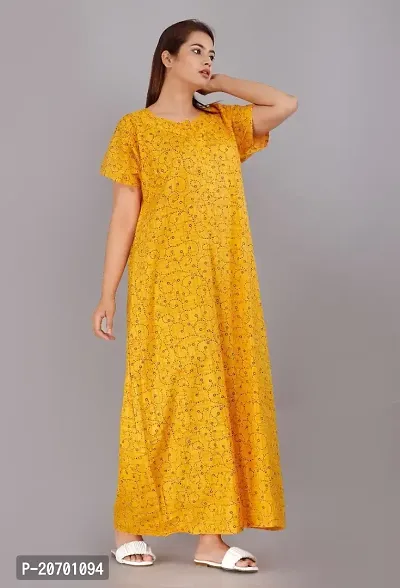 Trendy Cotton Yellow Short Sleeves Nightwear For Women-thumb2