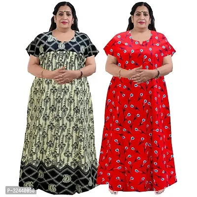 Stylish Cotton Printed Nighty For Women Pack Of 2-thumb0