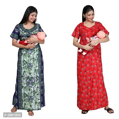 Women Printed Feeding Nighty For Maternity Wear In Amazing Colors And Best Fabric Pack Of 2