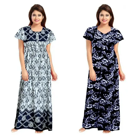 Stylish Embellished rich long nightwear Combo Pack of 2