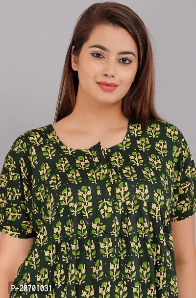 Trendy Cotton Green Short Sleeves Nightwear For Women-thumb3