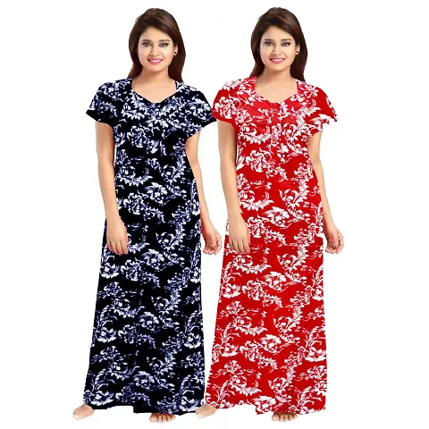 Stylish Embellished rich long nightwear Combo Pack of 2