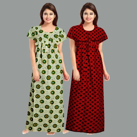 Stylish Cotton Nighty/Nightdress For Women Pack Of 2