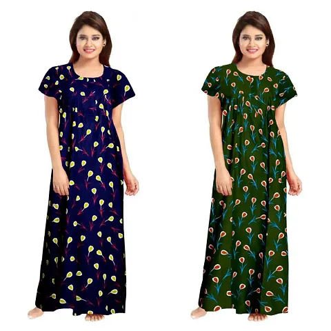 Stylish Embellished rich long nightwear Combo Pack of 2