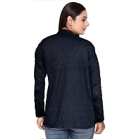 Mudrika Women's Woollen Warm Full Sleeves V-Neck for Winters Sweater - Free Size Black-thumb1