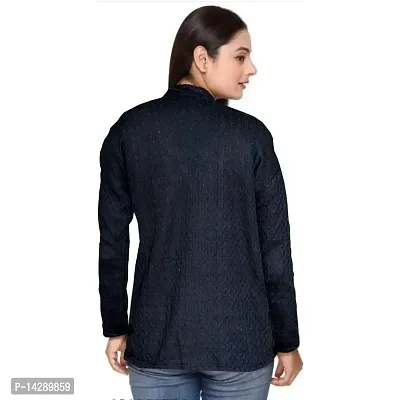 Mudrika Women's Woollen Warm Full Sleeves V-Neck for Winters Sweater - Free Size Black-thumb2