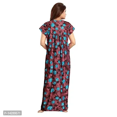 Nandini Women's Cotton Maxi Nighty Full Length 55 inch Maxi Dress with Front Zip Regular Sleepwear Night Gown (Multicolor,Free Size)-thumb5