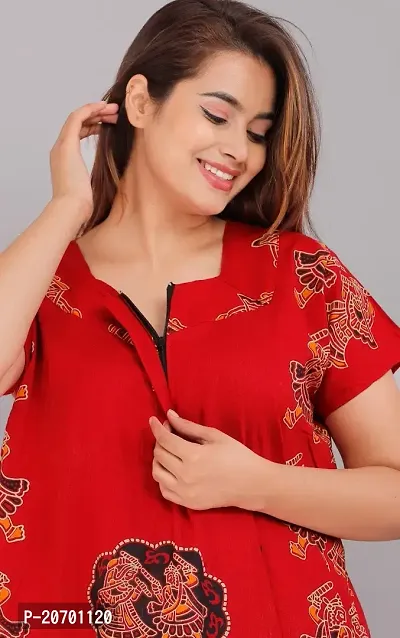 Trendy Cotton Red Short Sleeves Nightwear For Women-thumb2