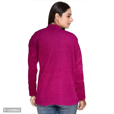 Lorina Women's Woollen Warm Full Sleeves V-Neck for Winters Sweater - Free Size Pink-thumb2