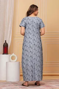 Elegant Grey Cotton Printed Nighty For Women-thumb2