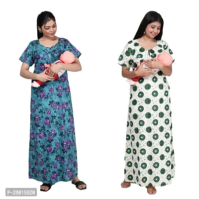 Women Printed Feeding Nighty For Maternity Wear In Amazing Colors And Best Fabric Pack Of 2