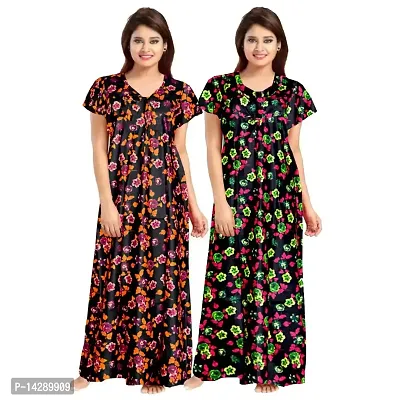 JVSP Women's 100% Cotton Printed Attractive Maxi Maternity Wear Comfort Nightdresses ( Combo Pack of 2 PCs.)