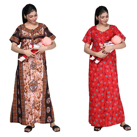 Women Feeding Nighty For Maternity Wear In Amazing Colors And Best Fabric Pack Of 2